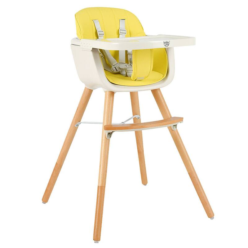 Babyjoy 3 in 1 Convertible Wooden High Chair Toddler Feeding Chair - 20.5" x 21.5" x 36"