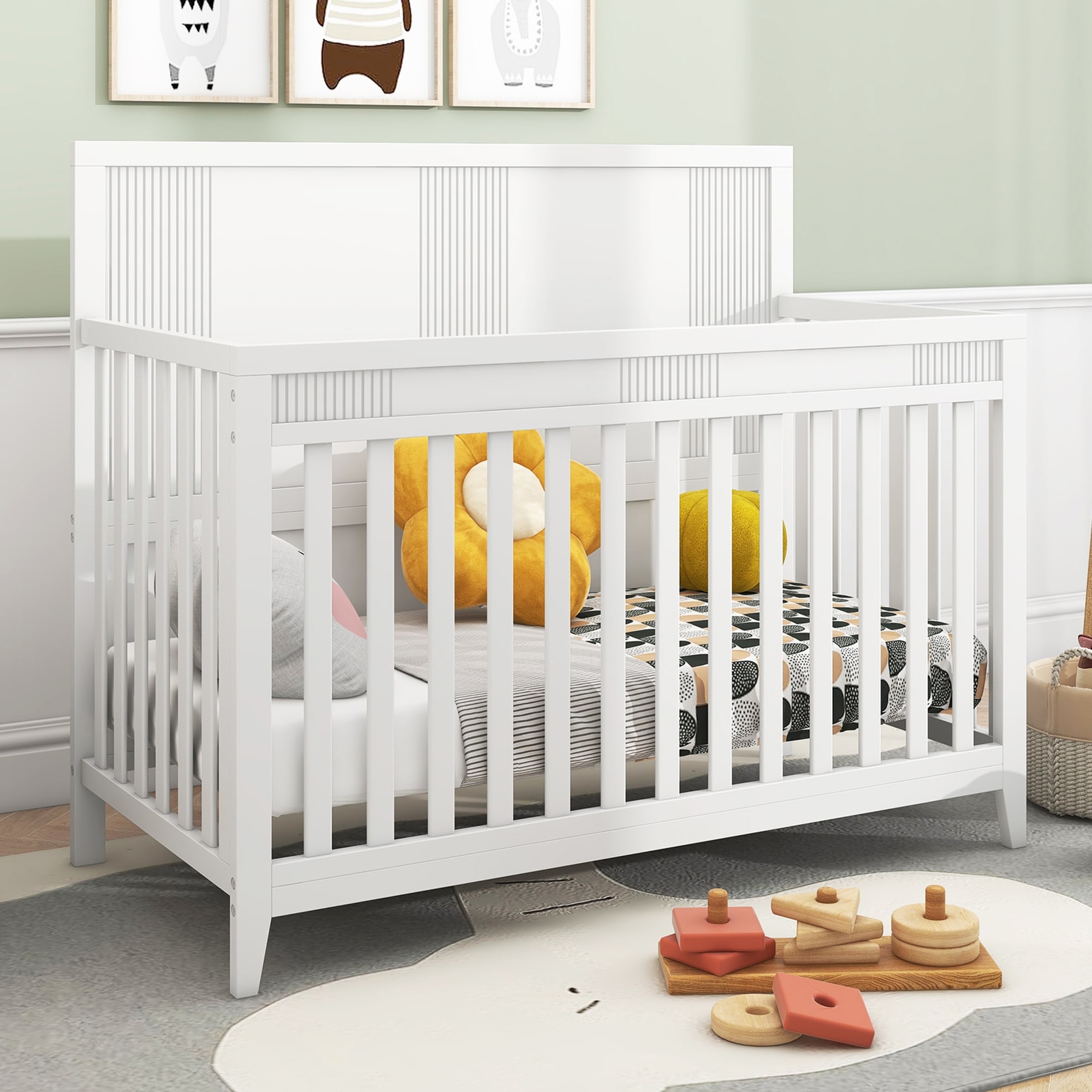 Certified Pine Solid Wood Baby Safe Crib - Snow White