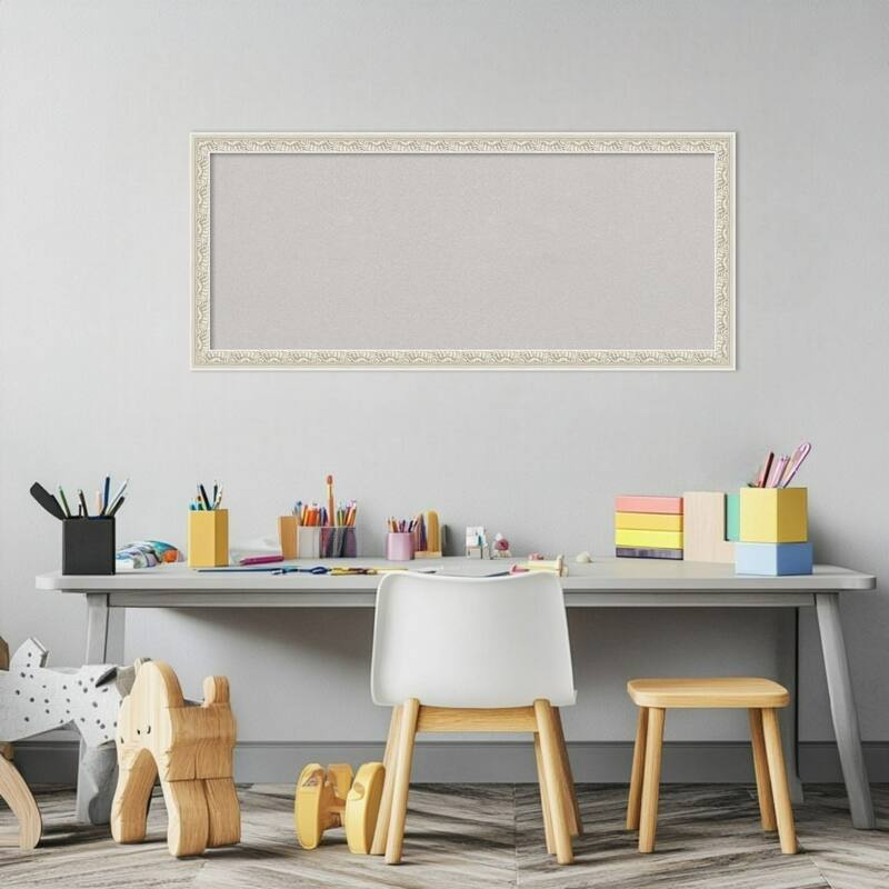 Bethany Silver Wood Framed Cork Board - Bulletin Board, Organization Board, Pin Board