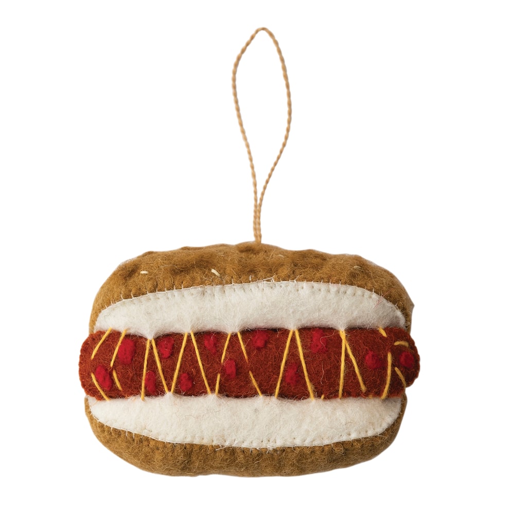 Handmade Wool Felt Hot Dog Ornament