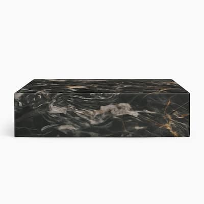 BETACH Genuine Marble Block Coffee Table - Phantom Black Marble