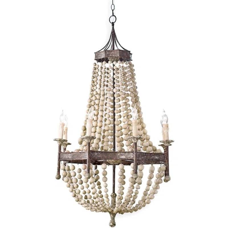 8 - Light Retro Empire Conical Wood Bead Chandelier