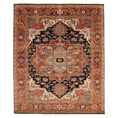 ECARPETGALLERY Hand-knotted Jules Sultane Dark Navy Wool Rug - 8'0 x 9'11