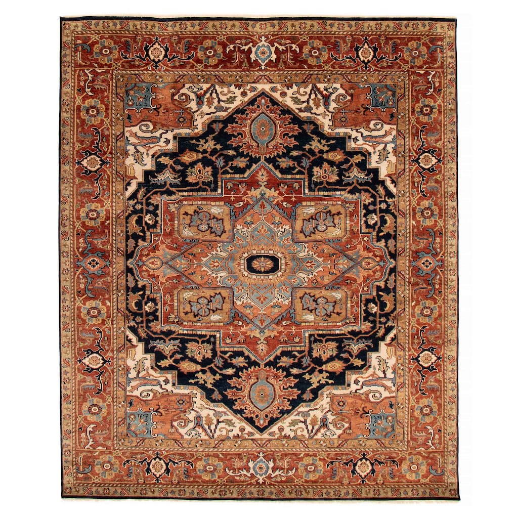 ECARPETGALLERY Hand-knotted Jules Sultane Dark Navy Wool Rug - 8'0 x 9'11