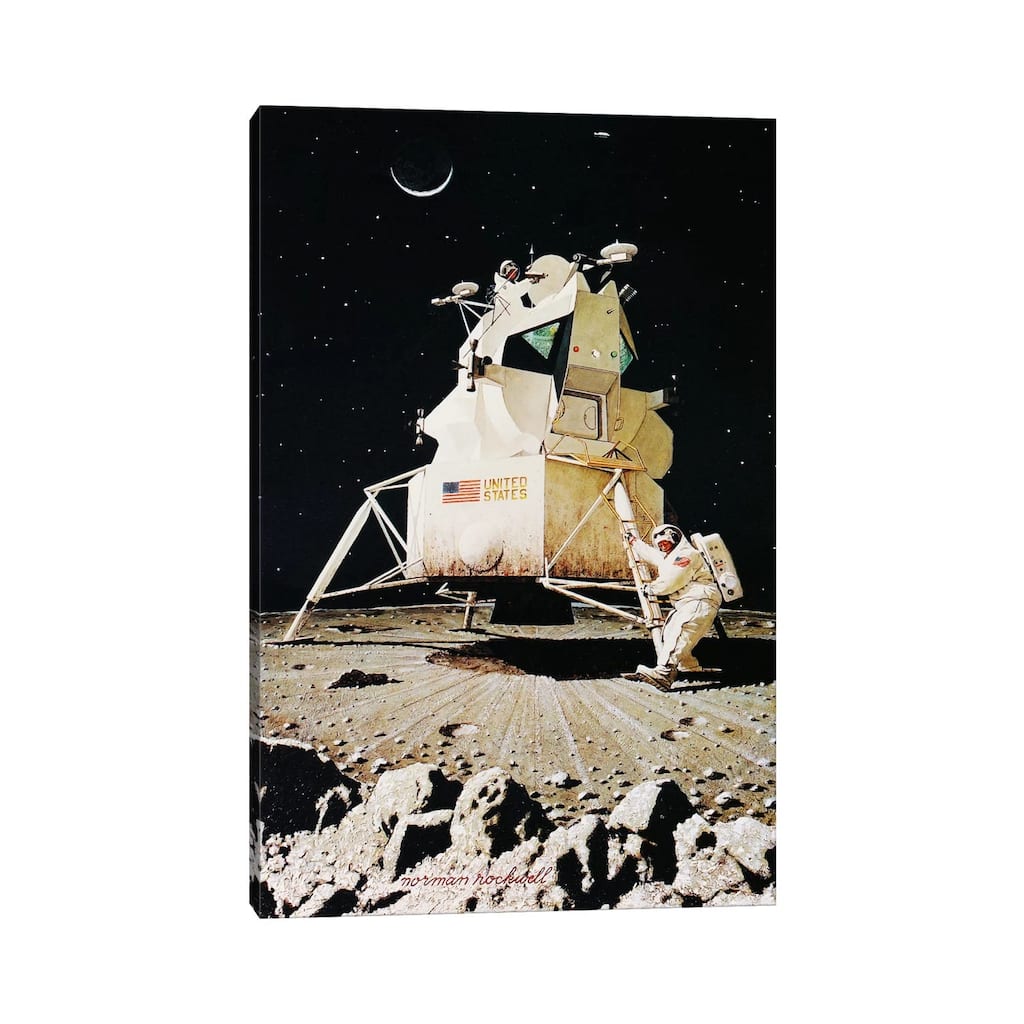 iCanvas "Man on the Moon" by Norman Rockwell Canvas Print