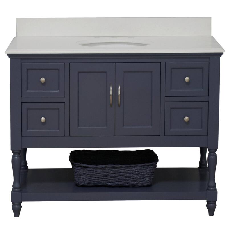 KitchenBathCollection Beverly 48" Bathroom Vanity with Quartz Top
