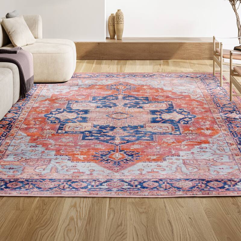 JONATHAN Y Marrakesh Ornate Medallion Machine Washable Area Rug