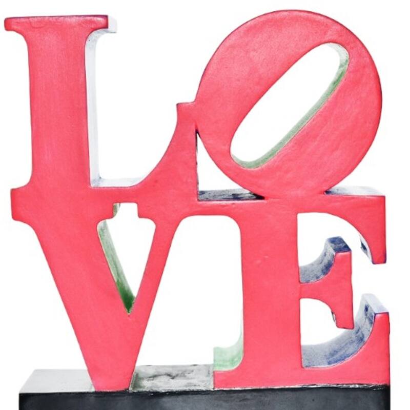 HomeRoots 4" Red Blue Green And Black Resin Love Tabletop Sculpture - 3.50 in. x 4.00 in. x 1.50 in.