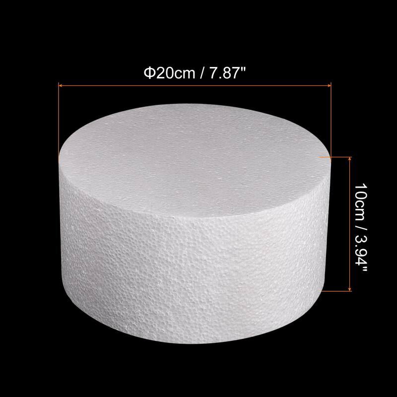Round Foam Cake Dummy Circle Dummy Cake Set for Wedding - White - 4 Inch x 8 Inch
