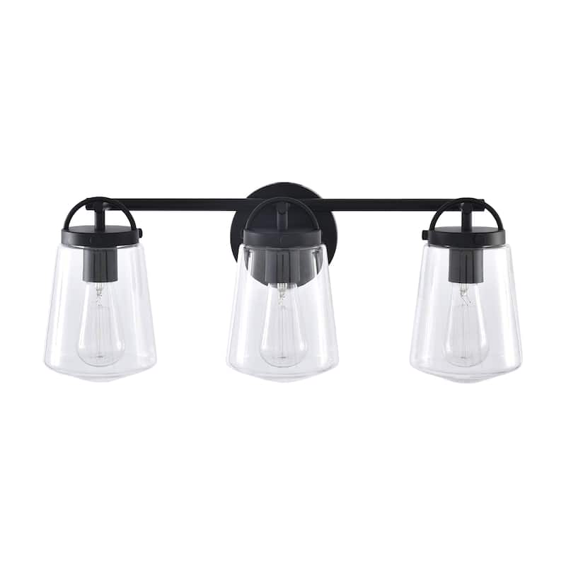 22-inch Modern Matte Black Glass 3-Light Bathroom Vanity Light