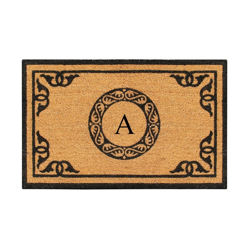 A1HC Natural Coir Monogrammed Anti-Shed Front Doormat 24" x 39" - Monogrammed A