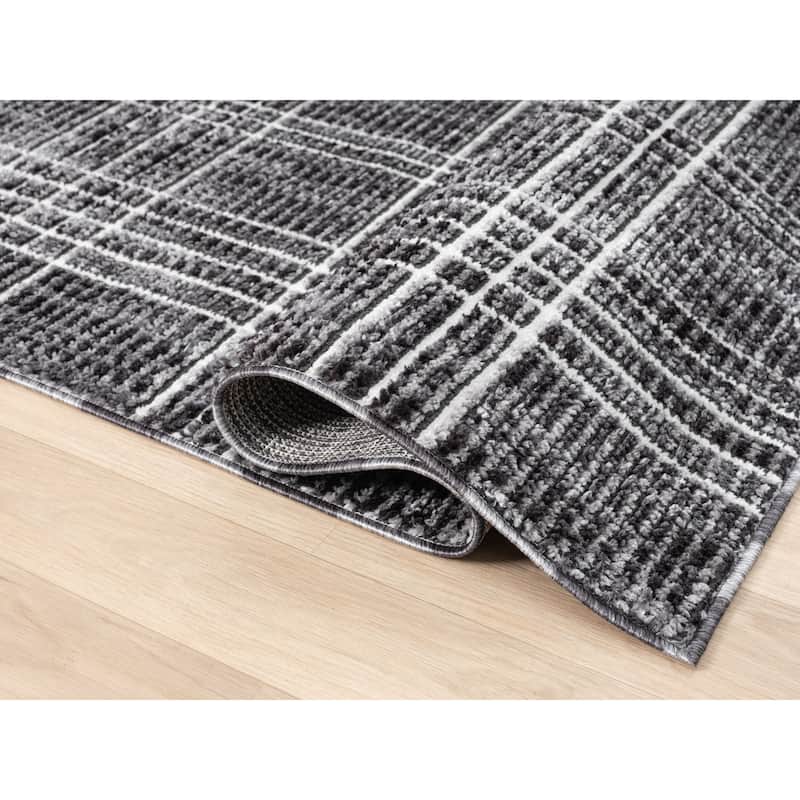 Nomad Collection Plaid Patterned Area Rug