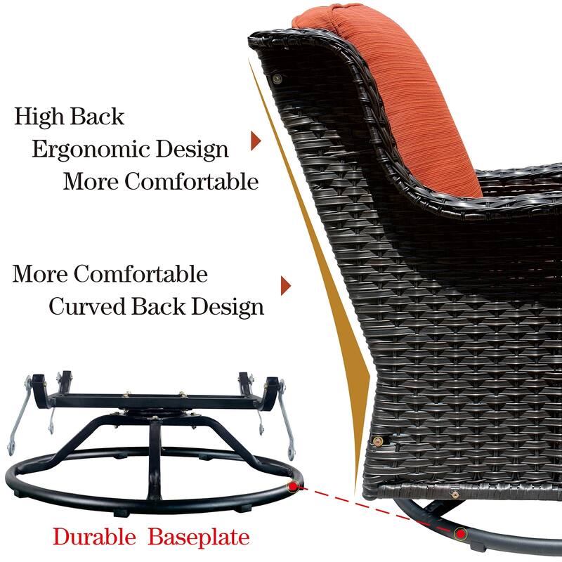 OVIOS 8-piece Rattan Wicker Patio Furniture Set Swivel Rocking Chair Set