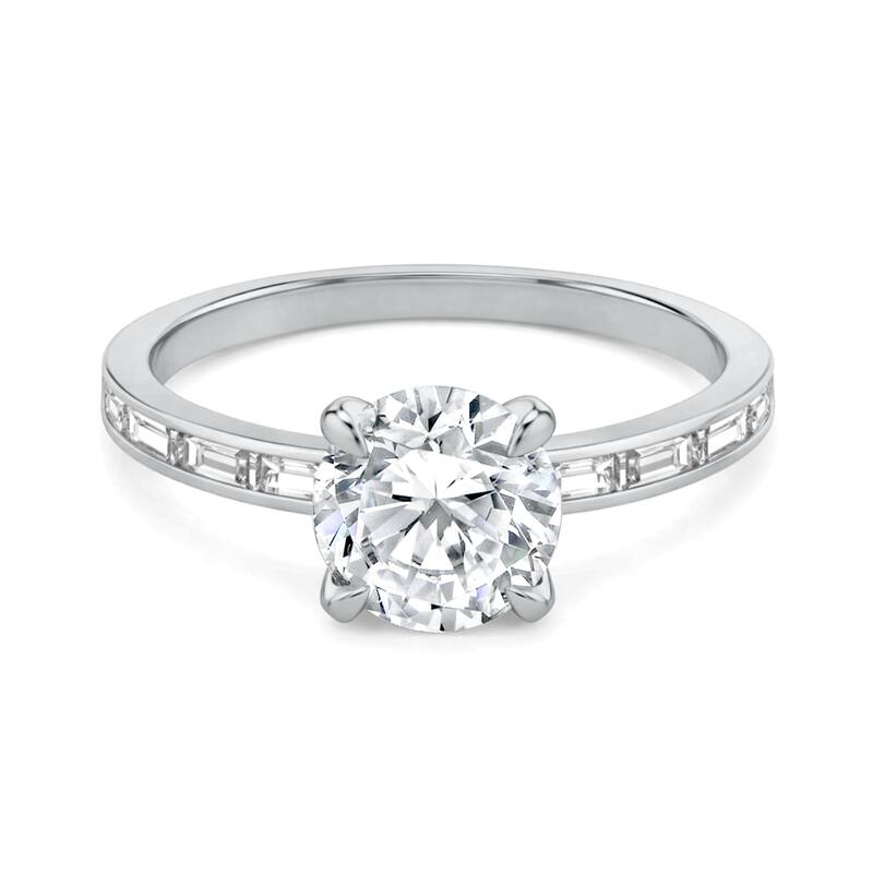 Auriya 14K Gold Baguette Channel Round Diamond Engagement Ring 1.00 - 5.00ct. tw. (F-G, VS) - 4.00 carats - 4.5 - White
