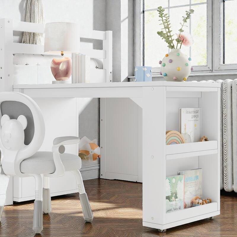 Twin House Loft Bed with Slide and Stairs, Storage Cabinets and Removable Desk, Kids Space Saving Loft Bed