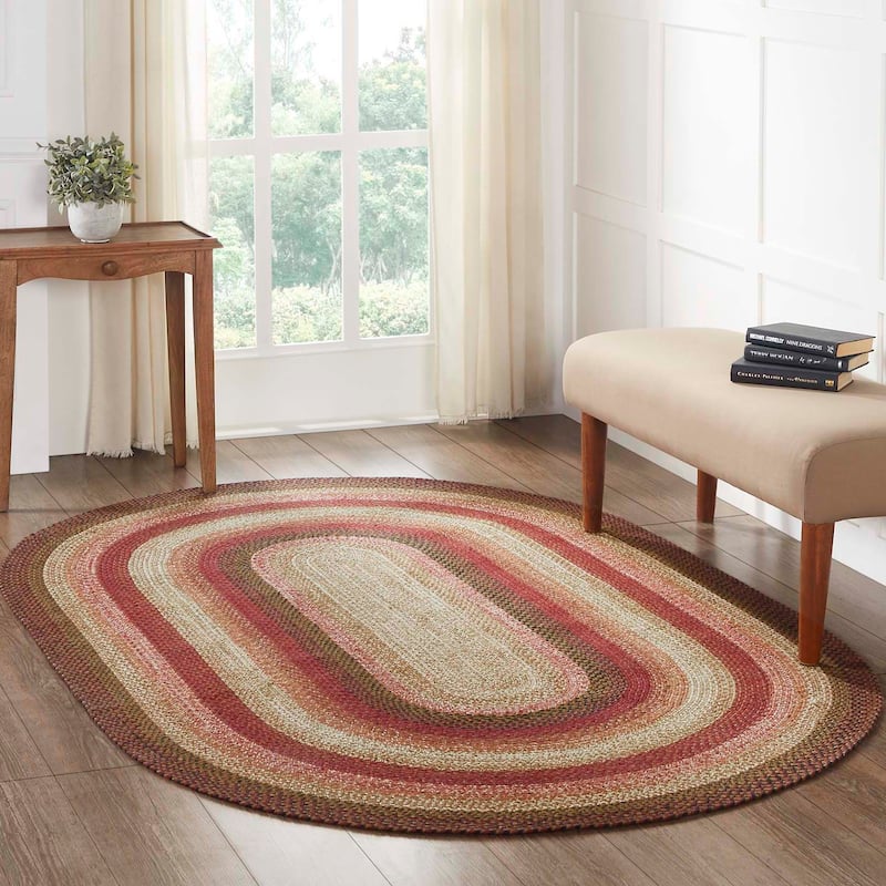 Ginger Spice Jute Rug Oval w/ Pad 60x96 - 6' x 8' Oval - 6' x 8' Oval - Orange