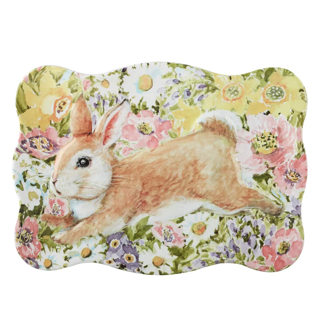 Certified International Easter Garden Rectangular Tray, 14.25" X 10.5" - 14.25" x 10.5" x 1.25"