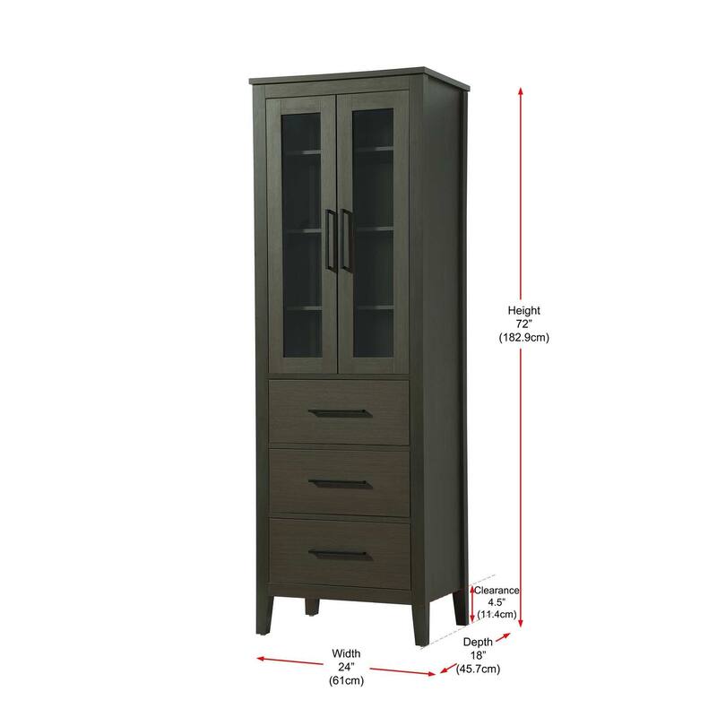 Laura 16-28 Inch Bath Storage Glass Cabinet