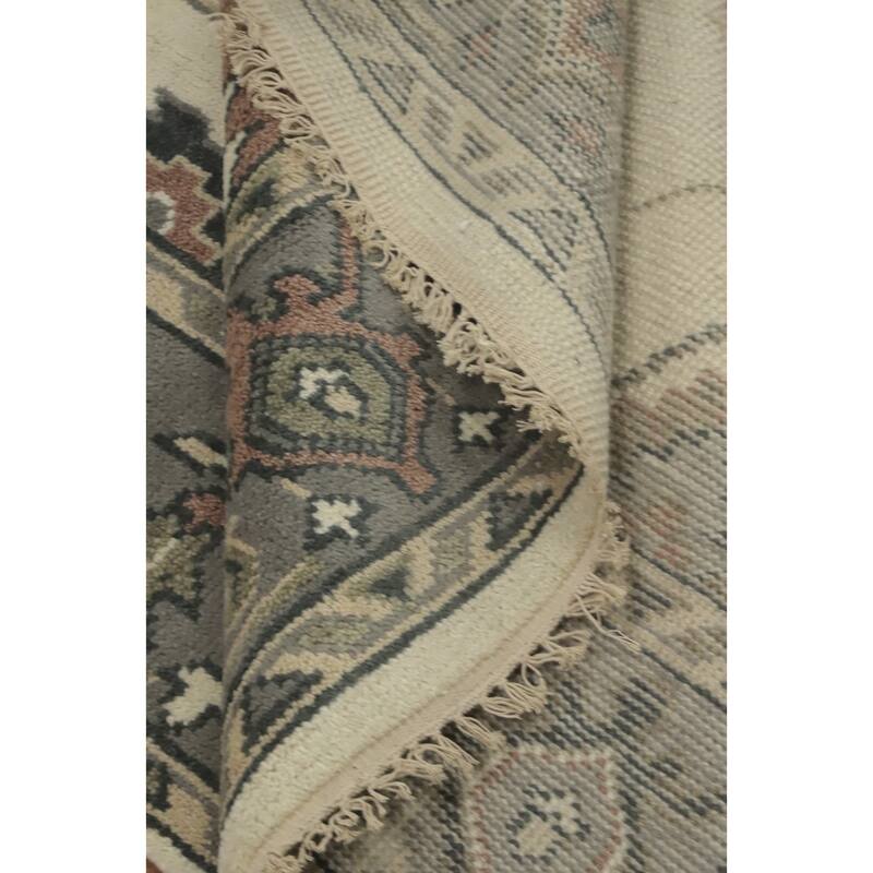 All-Over Floral Wool Oushak Indian Area Rug Hand knotted Geometric Carpet - 8' 10'' X 5' 11''