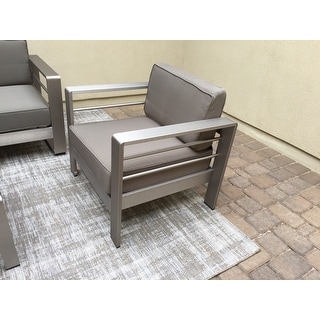 Cape Coral Outdoor Aluminum Club Chair with Cushions (Set of 2) by Christopher Knight Home