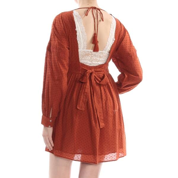 Shop Free People Orange Long Sleeve Mini Dress Size S Overstock