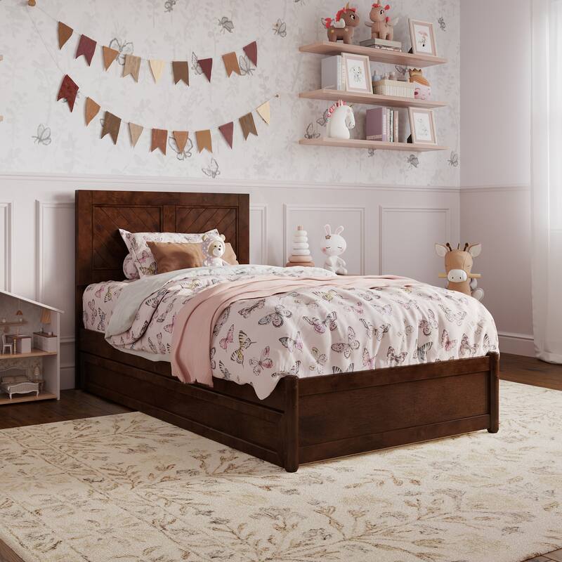 Clayton Platform Bed with Panel Footboard and Twin Trundle