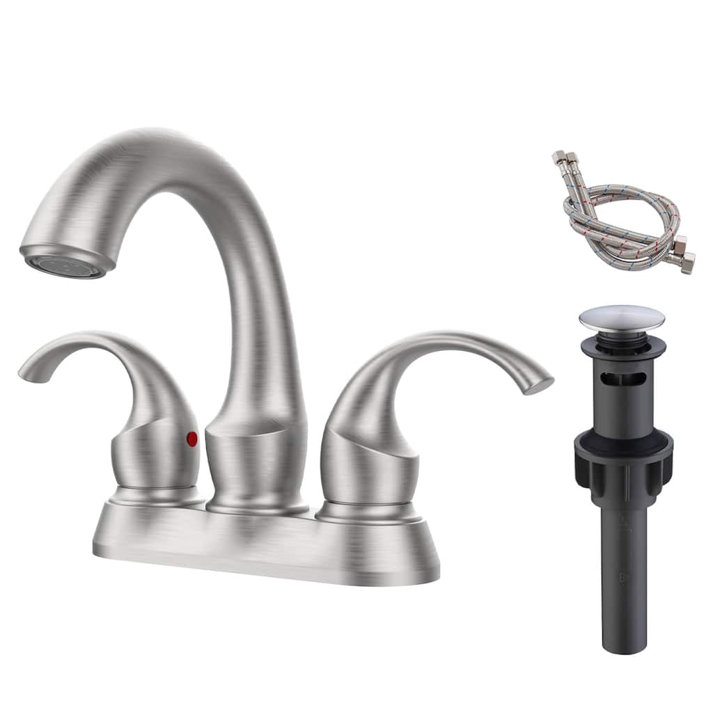 4 in. Centerset Double Handle Bathroom Faucet with Pop-up Drain Kit High Arc Kitchen Sink Faucet