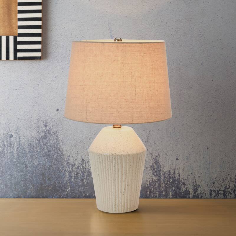 Stoneware Desk Lamp - 13.0"L x 13.0"W x 20.8"H - White