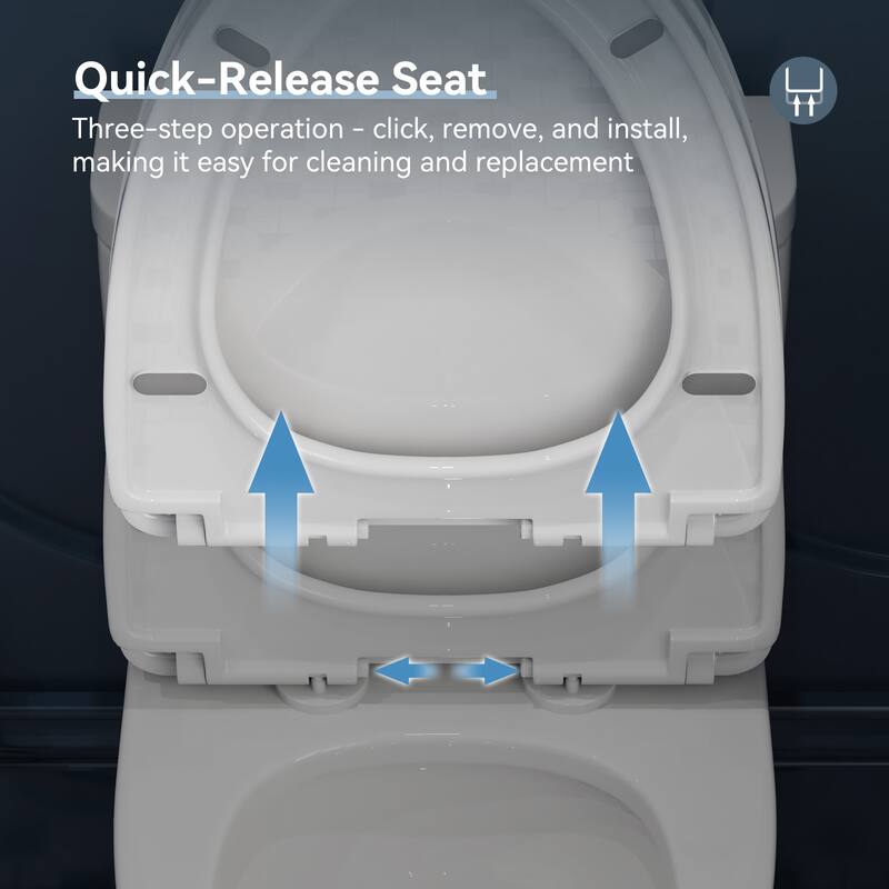 HOROW 1 Piece Dual Flush Elongated Toilet White Skirted Design 12 Inch Rough In Seat Included - N/A