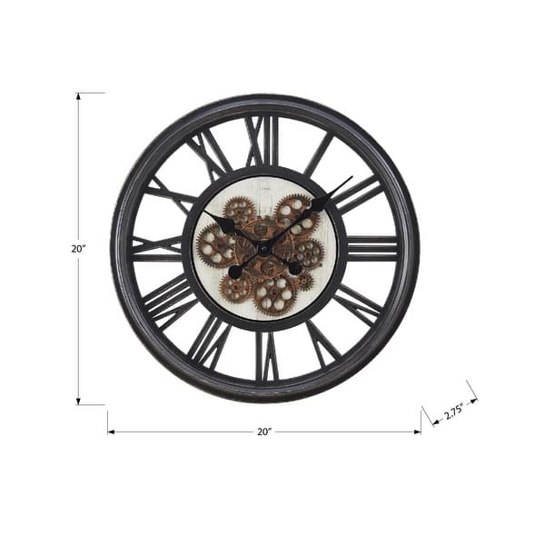20 in with Gear Mechanism Black Wall Clock - 20 in - Bed Bath & Beyond ...