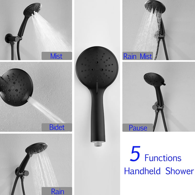 Clihome 5 Spray Patterns 12 in. Wall Mount Dual Shower Heads
