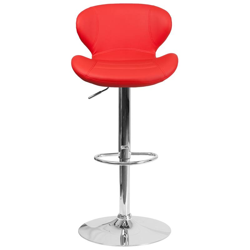 Modern Low-back Height-adjustable Chrome/Vinyl Barstools (Set of 2)
