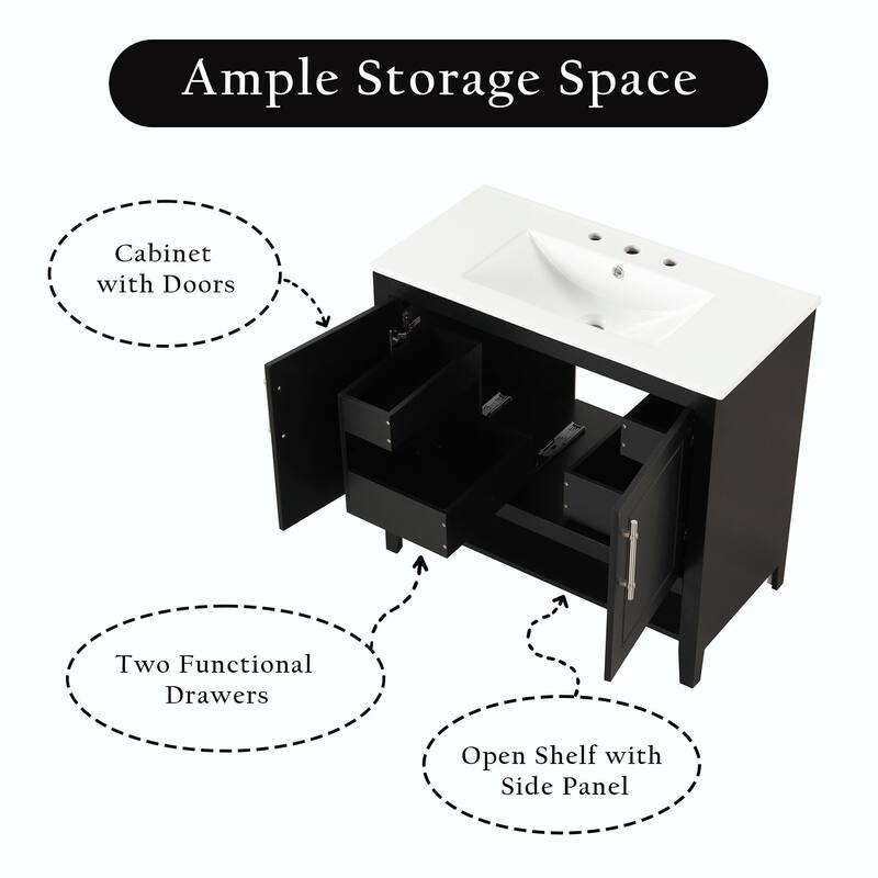 36" Bathroom Vanity with Sink, Multi-functional Cabinet