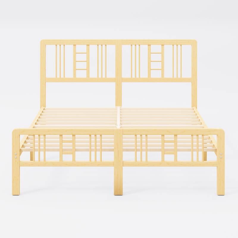 35 Inch Solid Bamboo Bed Frame with Headboard, Durable & Aesthetic Bedroom Upgrade