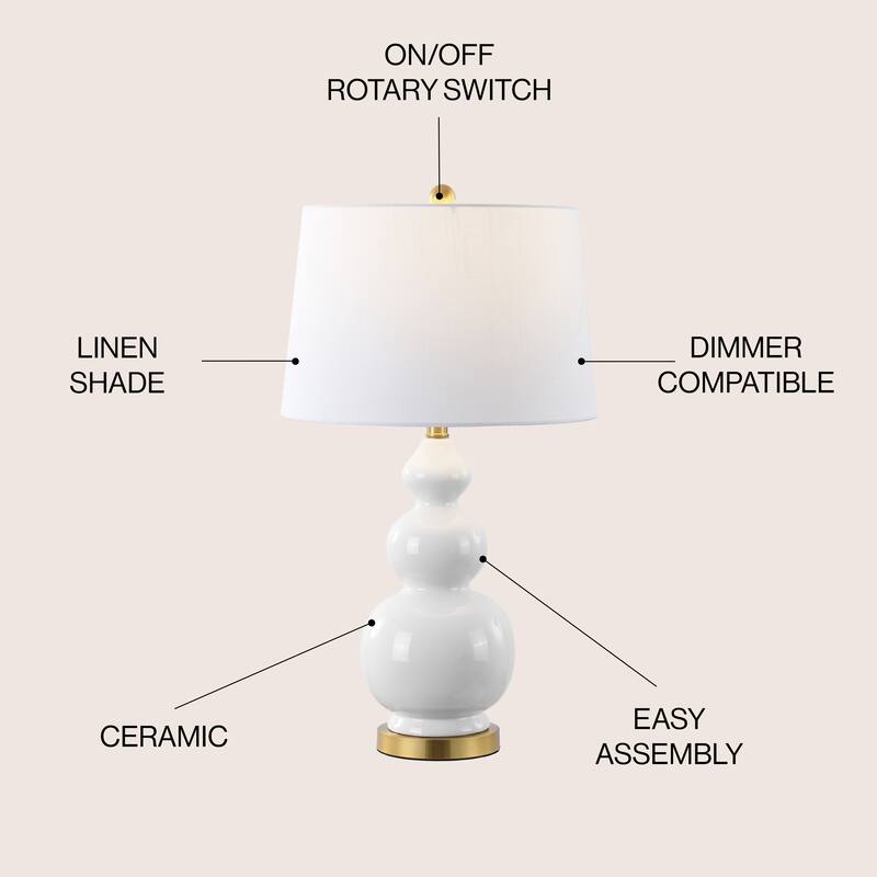 Arthur 27.5" Ceramic LED Table Lamp, Coral by JONATHAN Y