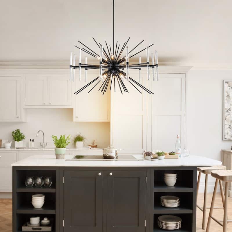 Starsky 10-Light Modern Sputnik Ceiling Light Black Glam Chandelier