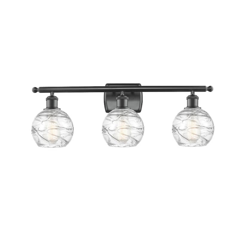 Innovations Lighting Small Deco Swirl 3 Light 26" Wide Bathroom Vanity - Matte Black / Clear