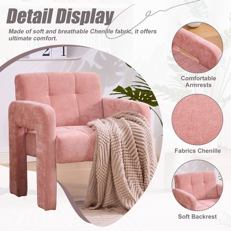 Modern Minimalist Single Armchair, Upholstered Accent Chair for Living Room, Bedroom, Office, Nordic Style Single Sofa Chair