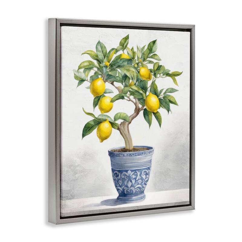 Stupell Traditional Potted Lemon Tree Framed Floater Canvas Wall Art Design By Kim Allen