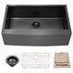 preview thumbnail 2 of 7, Farmhouse Deep Single Bowl Stainless Steel Kitchen Sink 33" x 21" x 10"
