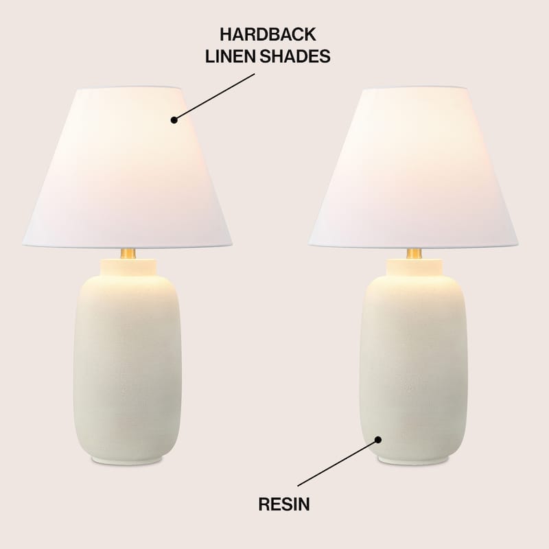 Elinore 24.5" Scandinavian Resin/Iron Ginger Jar LED Table Lamp (Set of 2), by JONATHAN Y