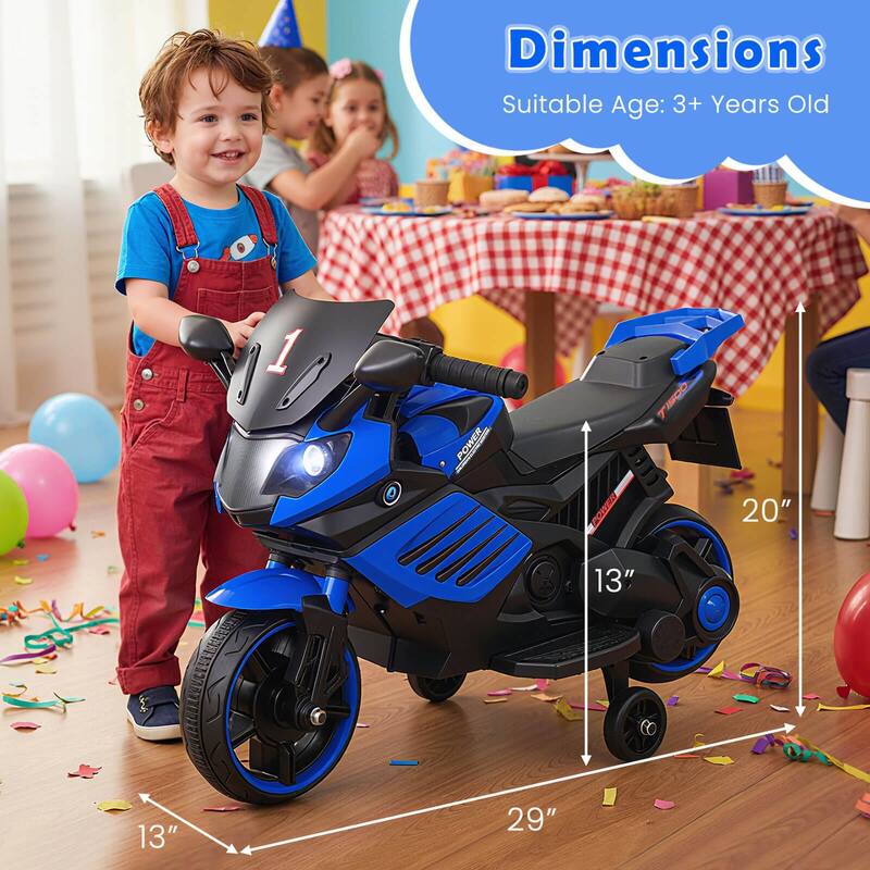 Costway 6V Kids Motorcycle with Music, Horn, Detachable Training