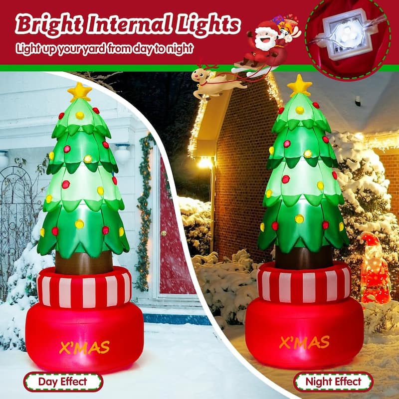 Tall Christmas Inflatables Xmas Inflatable Rotating Tree Freestanding - Multi-colored