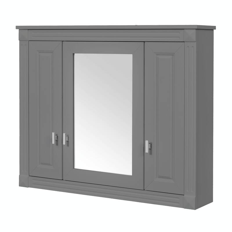 Wall-Mounted Medicine Cabinet with 4 Shelves, Mirrored Door Over-Toilet Storage