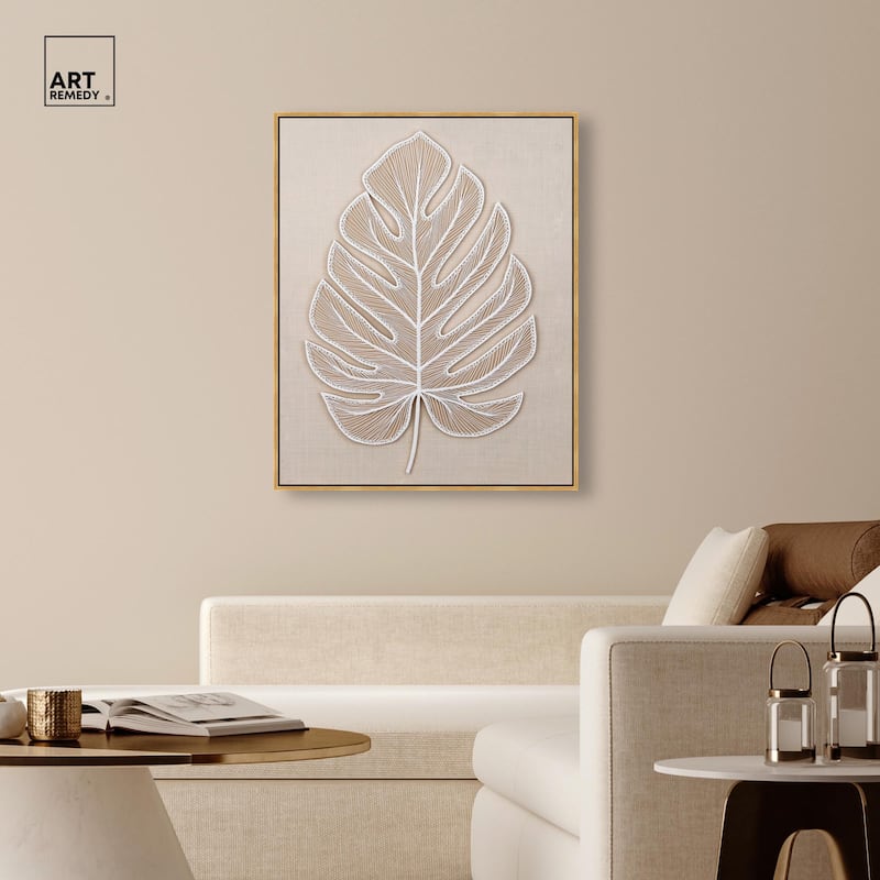 Linen Leaf II Canvas by Art Remedy
