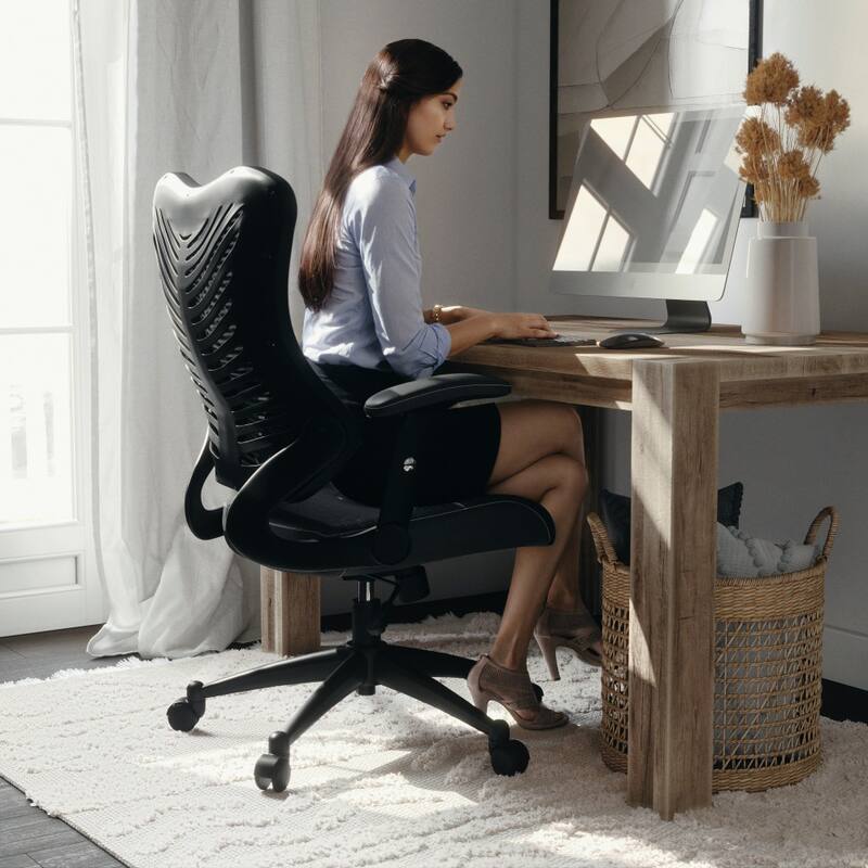 High-Back Mesh Swivel Office Chair with Padded Armrests