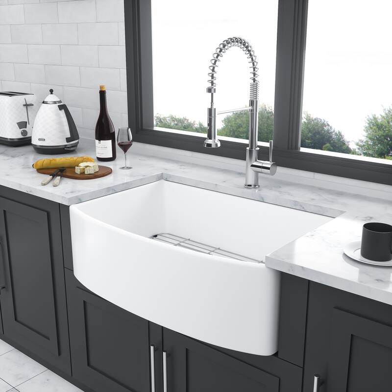 33 inch Kitchen Sink Arch Edge Apron Front Single Bowl Farm Kitchen Sinks