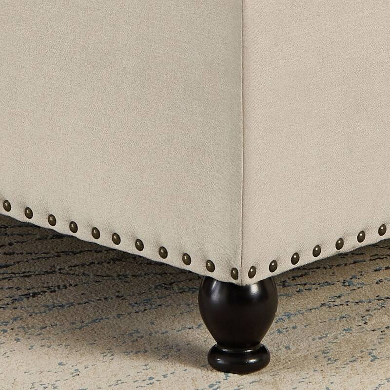 Large Square Storage Ottoman with Wooden Legs