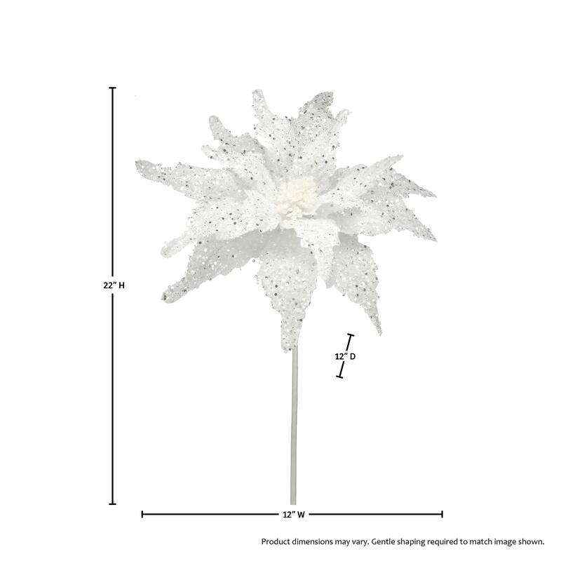 22" Sequin Glitter Poinsettia Stem