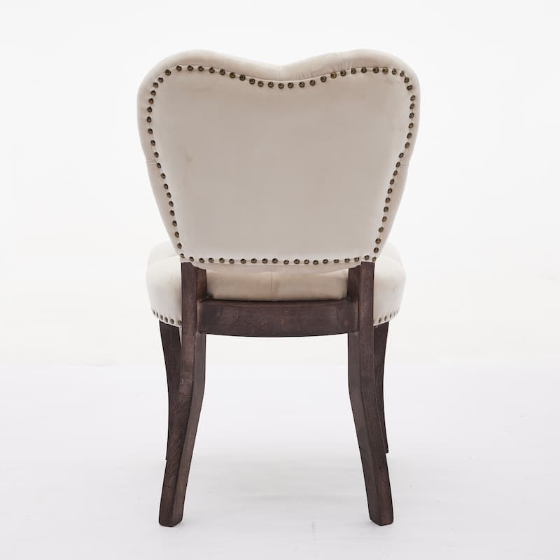 Dining Chairs Set of 2, Soft Tufted Accent Chairs Side Chairs with Wooden Legs, Velvet Upholstered Dining Room Chair